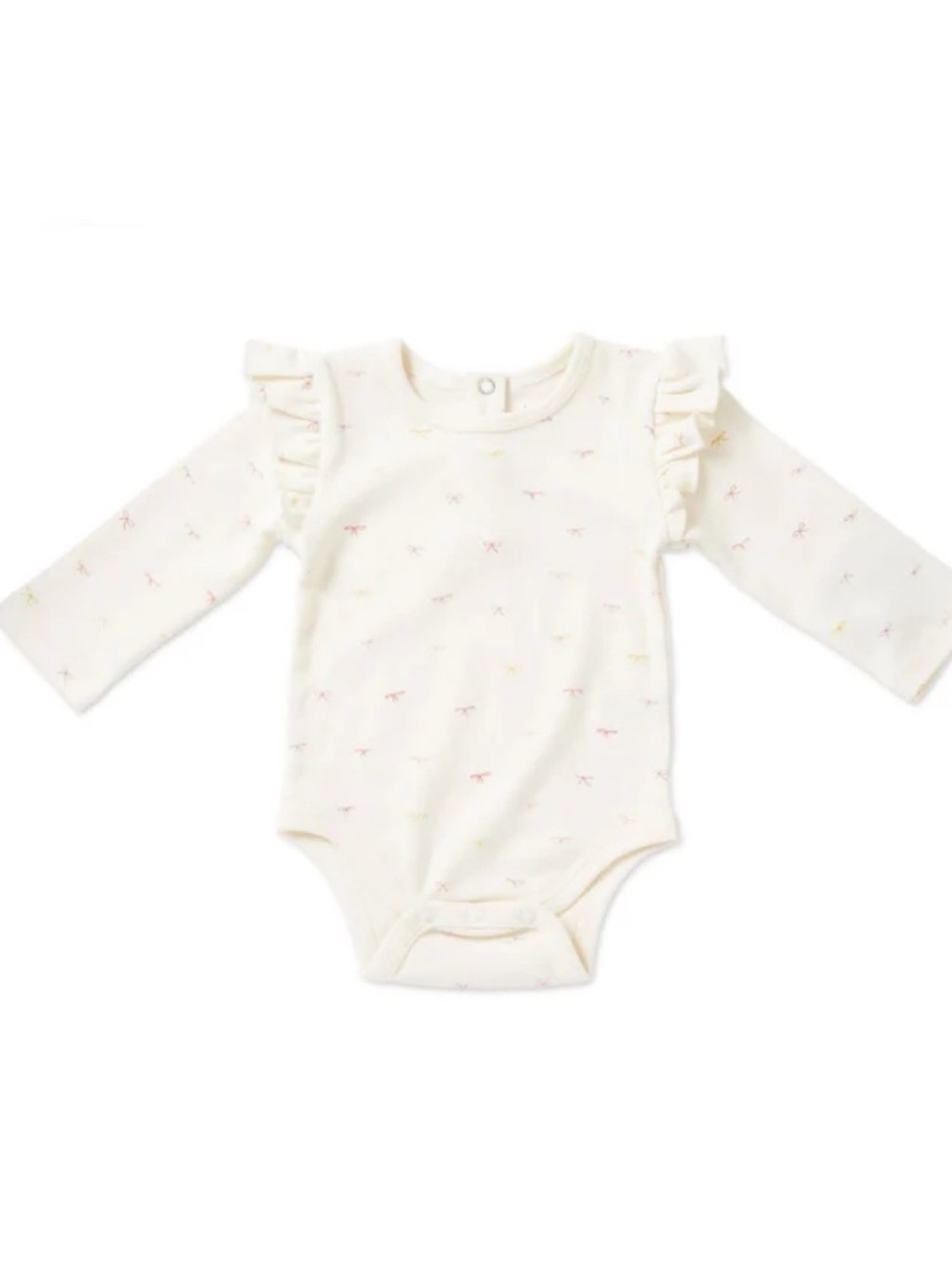 NWOT Pehr Ruffle Long Sleeve One Piece, Jolie Bows 100% Organic Cotton Bodysuit